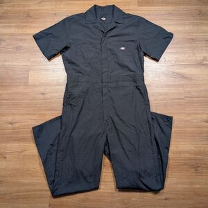 Dickies Short Sleeve Coverall Zip Up Snap Black Men's Sz L Regular Workwear